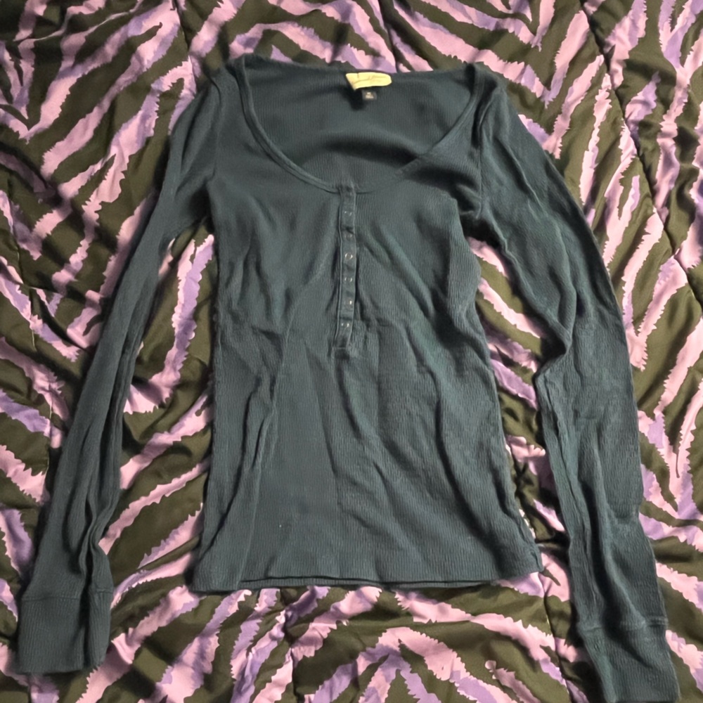 Teal Long Sleeve Henley Top